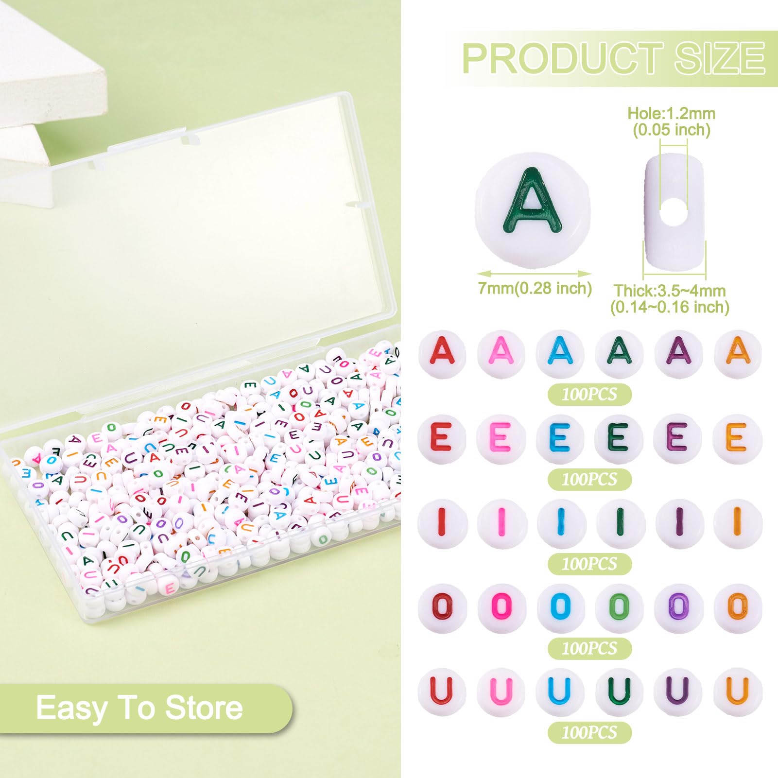 500 Perline Lettere Alfabeto Per Gioielli Fai Da Te - Acrilico 6mm - Multicolore (Argento)