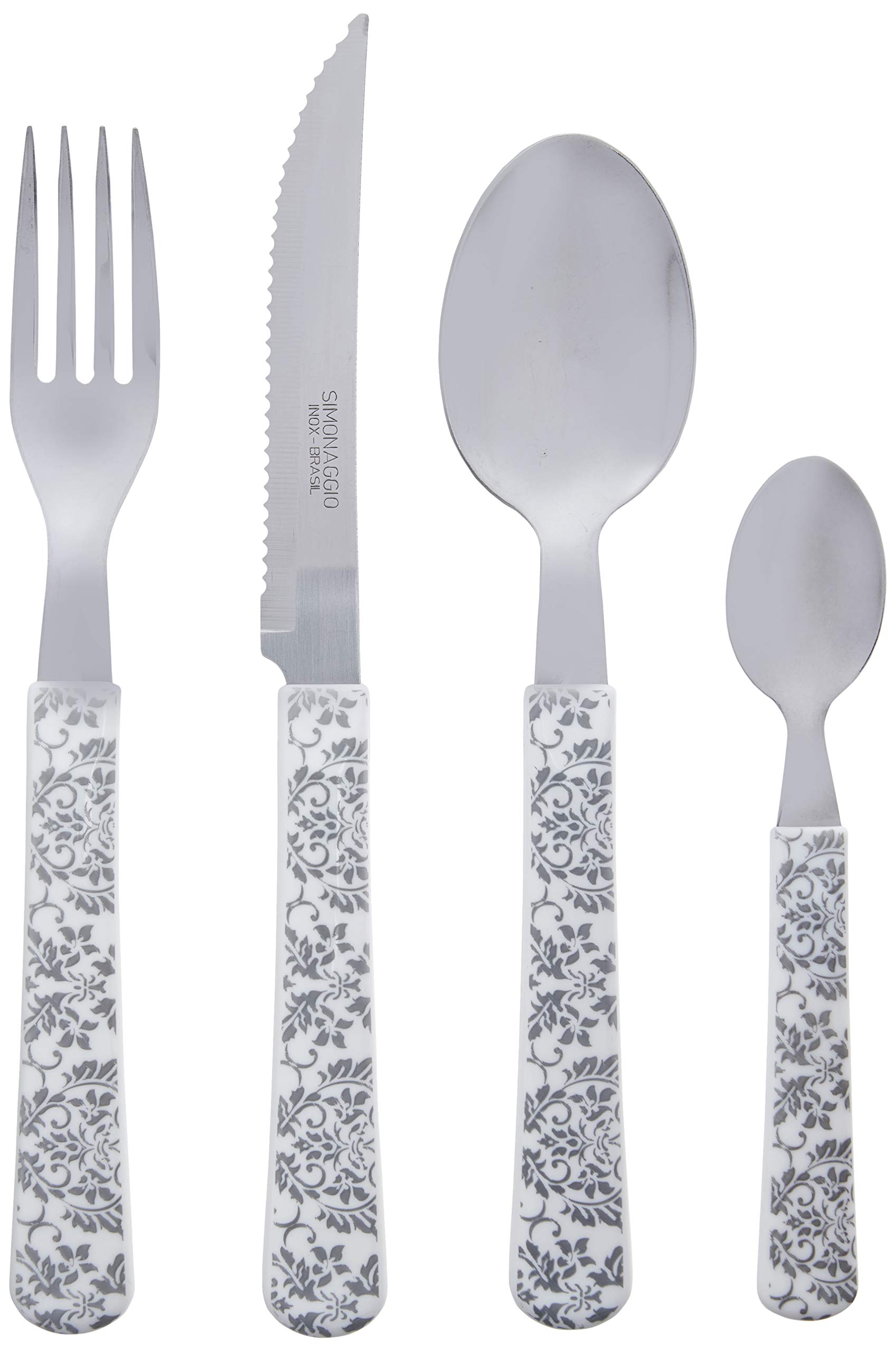 Simonaggio 1330/24-01PV Decor Flatware, Stainless Steel, White