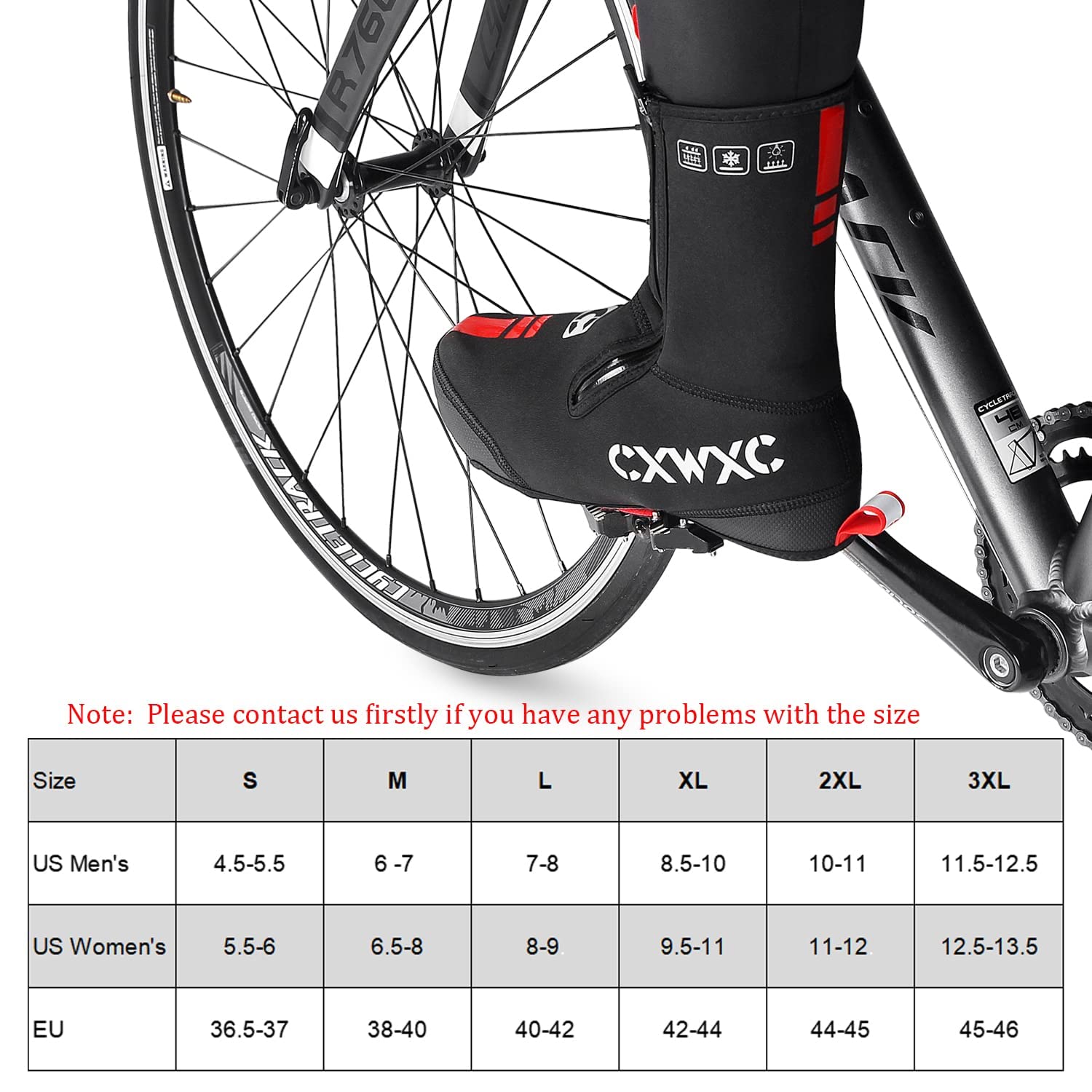CXWXC Copriscarpe da Ciclismo in Neoprene, Impermeabili, Invernali, Termici, Caldi, per Uomo e Donna, Stivaletti da Mountain Bike