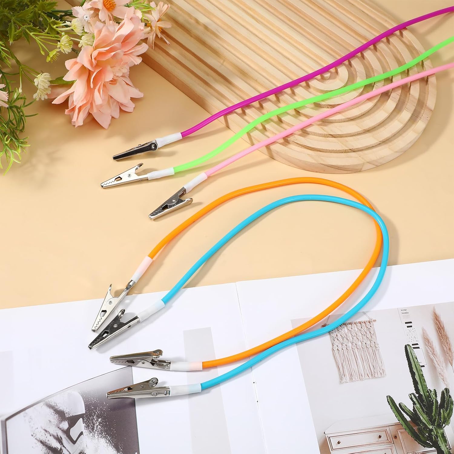20 Pcs Silicone Dental Bib Clips, Extra Long Colorful Napkin Clips Bib Holder Dentist Napkin Chain Neck Lanyard for Elderly, Adult, Patient, Towels, Restaurant, Travel(Bright Color Series)