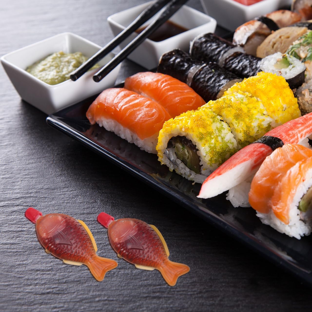 Abaodam Seasoning Containers 100PCS Bento Lunch Soy Sauce Case Container Vinegar Dispenser Bottles Plastic Condiment Bottles for Sushi Sashimi Salads Fish 8ml
