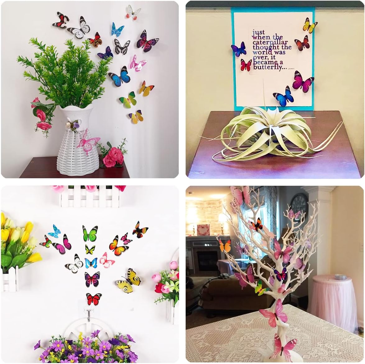 80 PCS Butterfly Wall Sticker 3D Butterflies Decor Decals for Removable Mural Stickers Home Bedroom Decoration
