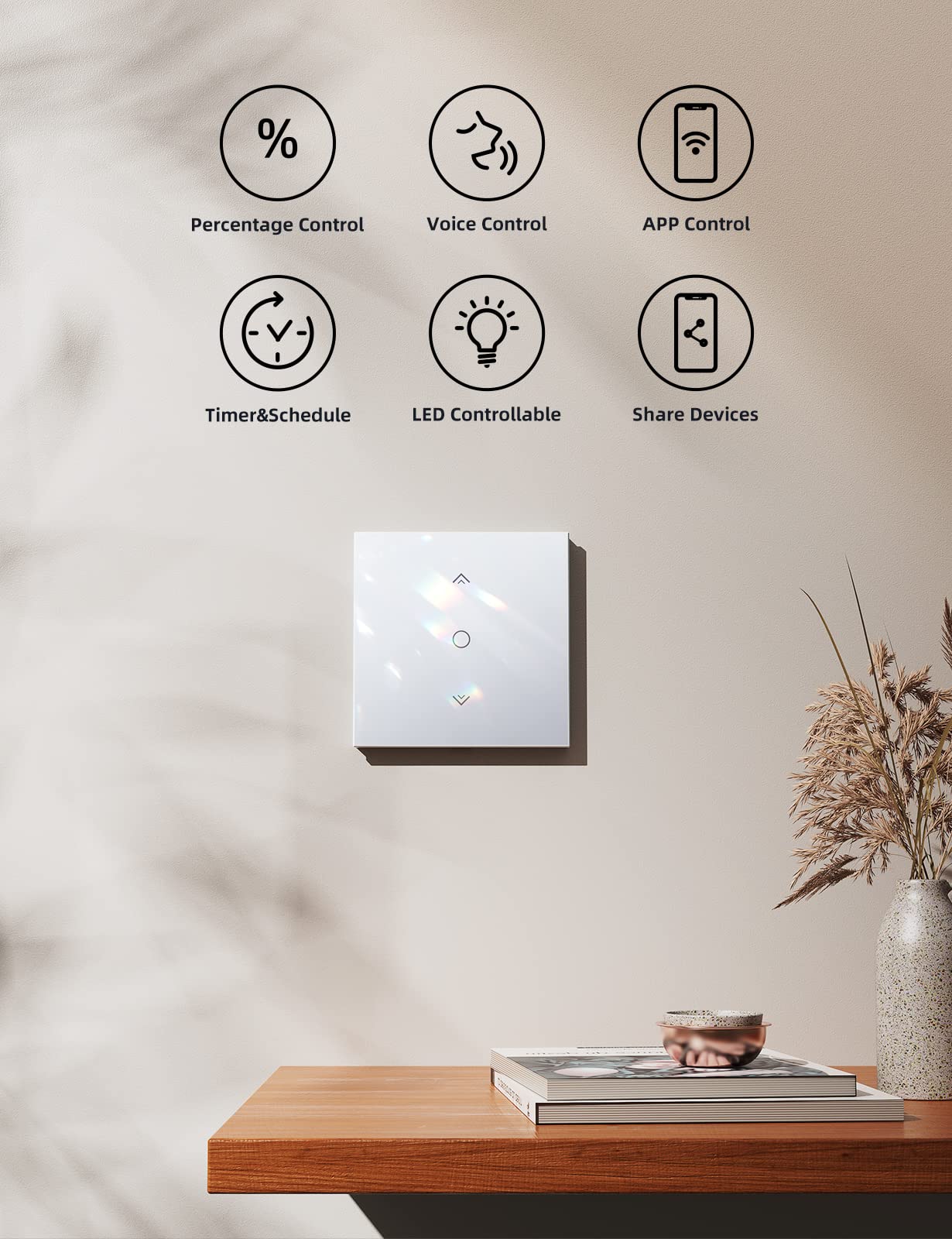 【Ultima Gen.】Interruttore Tapparelle WiFi con Funzione Percentuale, Etersky Interruttore Timer Intelligent per Tapparelle Elettriche Controllo APP e compatibile con Alexa/Google Home-2 Packs