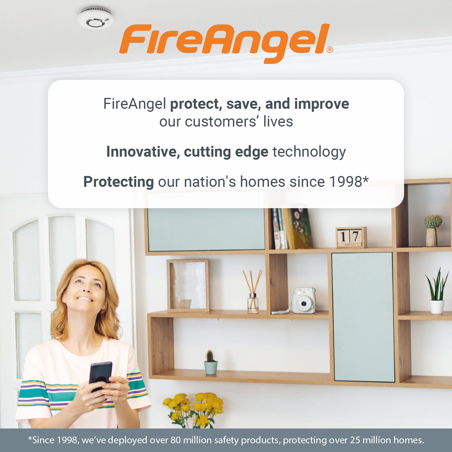 Fire Angel FA6829S Détecteur de Monoxyde de Carbone, Détecteur de CO, Capteur Monoxyde de Carbone ultrafin 10 Ans, pour Maison, Camping-Car, Blanc