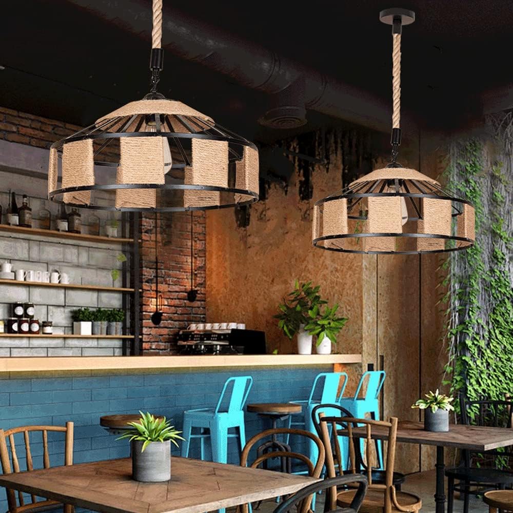 パーソナリティレストランレトロ麻ロープシャンデリア YMA942 6灯 見た