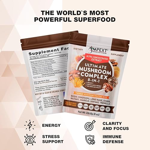 Miniatura 7 de Complejo de hongos 8 en 1 una mezcla de extractos solubles en agua de 8 hongos potentes, formulado para apoyar la inmunidad, mejorar la claridad, la