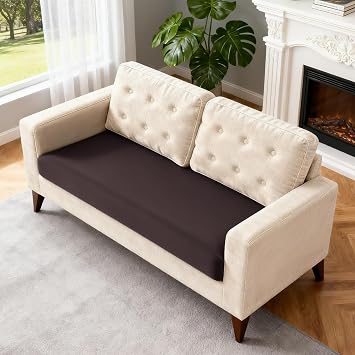 TAOCOCO Couch Cushion Covers Medium 1 Piece Stretch Couch Covers for 2 Seat Couch, Sofa Seat Covers Soft Washable Furniture Protector1-Piece for Loveseat or Sofa 2-Seater, Coffee