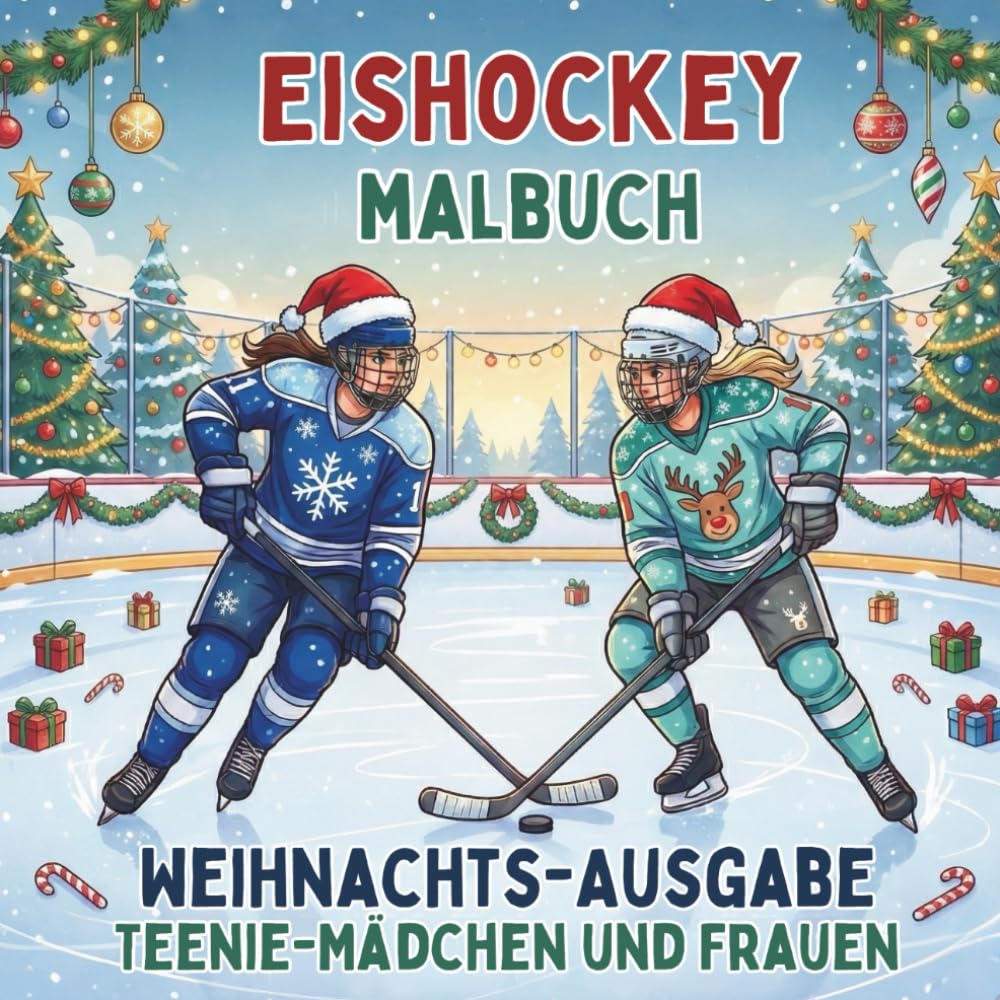 Eishockey. Malbuch. Weihnachts-Ausgabe. Teenie-Mädchen und Frauen: Festlicher Malspaß für Sport-Fans & Teenager. Einzigartige Eishockey-Motive zu ... das ganze Jahr über erleben)