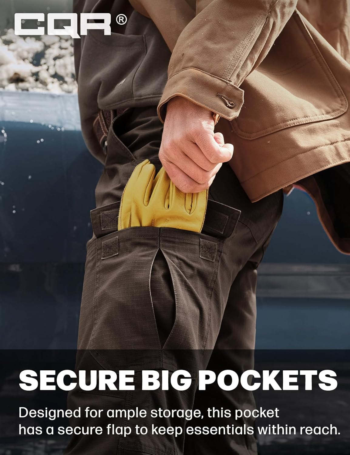 CQR Men's Winter Tactical Cargo Pants, Thermal Fleece Lined Outdoor Snow Ski Hiking Work - Image 5