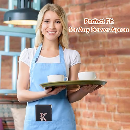 Miniatura 4 de FIODAY Libro de servidor, libros de servidor del alfabeto para camarera, libro de camarera de cuero con bolsillo con cremallera, libro de servir,
