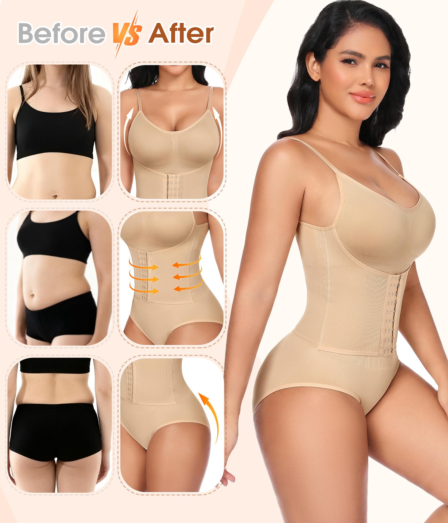 Niwicee Body modelujące kobiety modelujące sylwetkę body z płaskim brzuchem, rękaw podtrzymujący kobiety bielizna wyszczuplająca kształtujący z biustonoszem i regulowanym paskiem na ramię