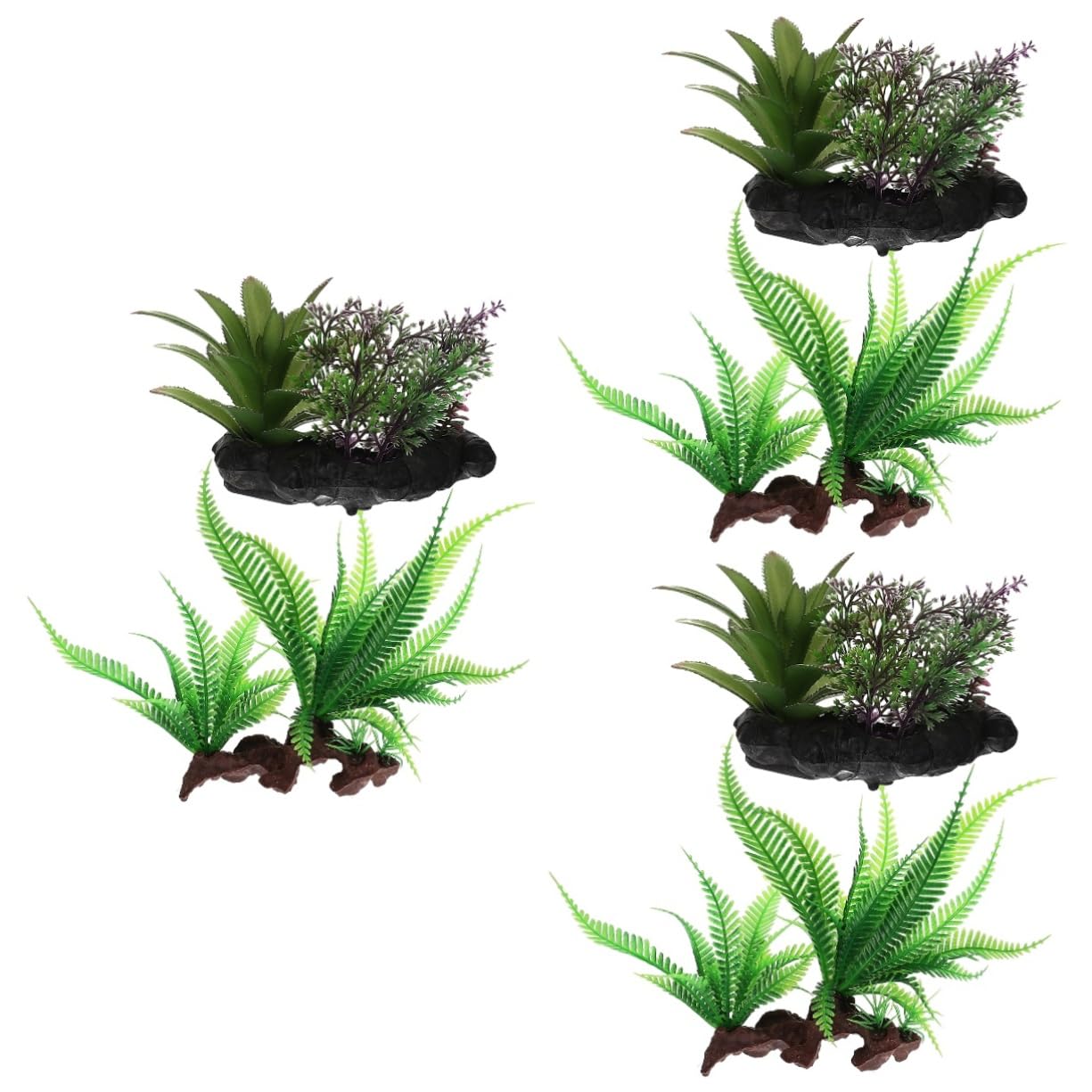 YARNOW 3 Ensembles Plantes Aquatiques Artificielles Aquarium De Poissons Décorations De Réservoir De Tortues Plantes D'Aquarium Décorations D'Aquarium Réservoirs 2 pièces * 3