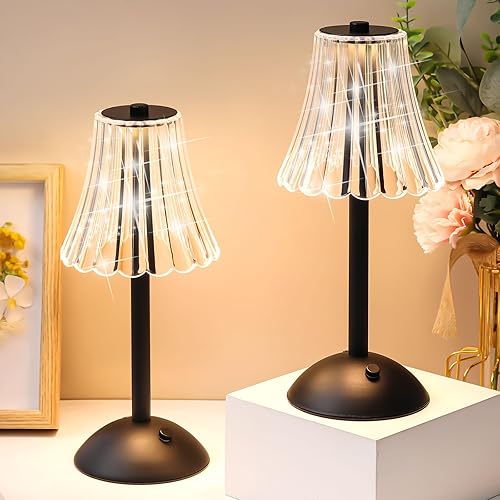 Miniatura 20 de Liliful 8 lámparas de mesa inalámbricas recargables al tacto, LED, pequeña, dorada, portátil, funciona con pilas, lámpara de escritorio USB-C, 3