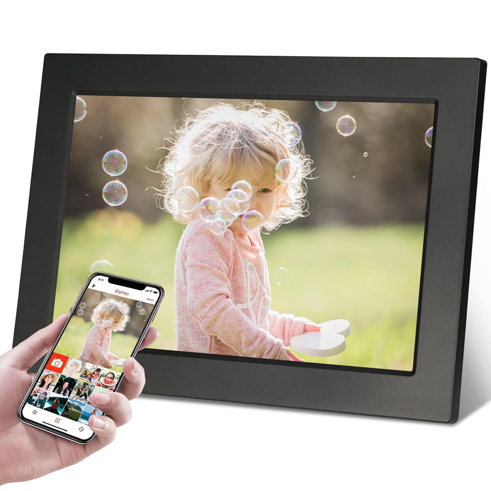 KASTISS Frameo Marco digital WiFi, marco de fotos digital WiFi inteligente de 10.1 pulgadas, pantalla táctil IPS de 1920 x 1200HD,
