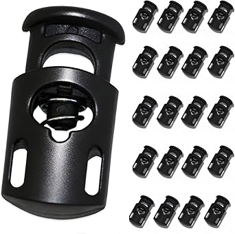 Hovesty 20 PCS Cord Locks for Drawstrings, Spring Rope Clips and Shoe Lace Locks, Paracord Toggle Stoppers for Clothing, Bags and Strings