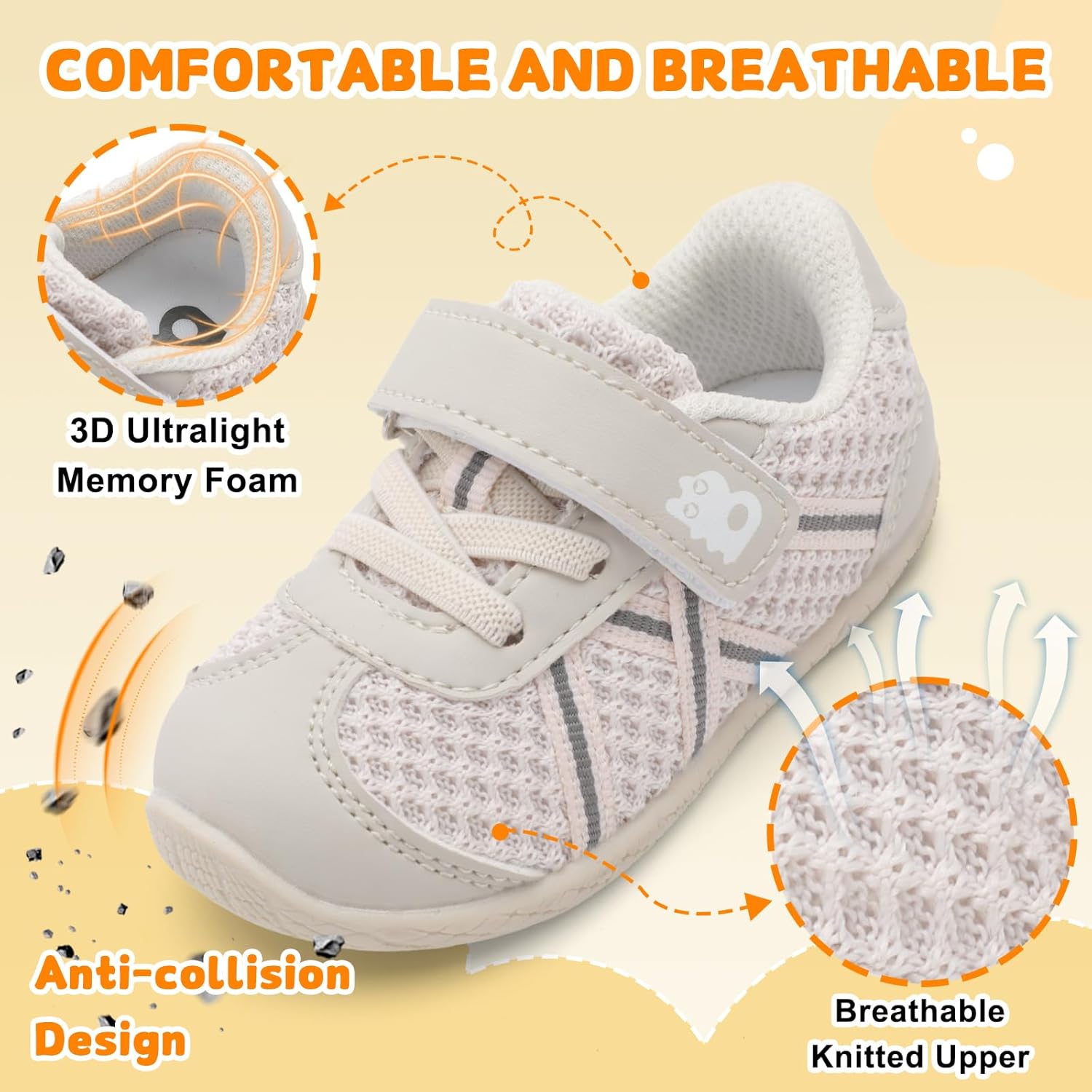 Besroad Toddler Shoes Baby Boys Girls First Walking Shoes Barefoot Infant Sneakers Non-Slip Sole Tennis Shoe - Image 3