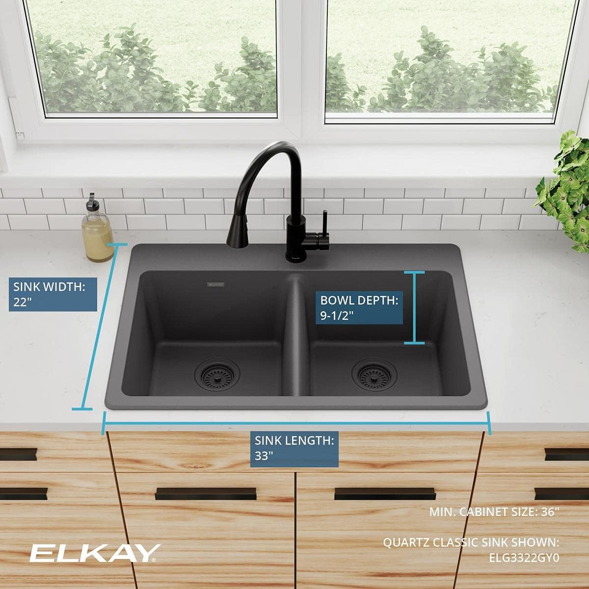 Exсluѕіvе Dіѕсоunt 70% Prісе Elkay Quartz Classic ELG3322GY0 Dusk Gray Equal Double Bowl Top Mount Sink