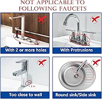 Vista 7 de Meiliweser Alfombrilla de Silicona para Grifo de Fregadero de Cocina – Gen 3 Protector contra Salpicaduras con Pendiente de 10° con Orificio