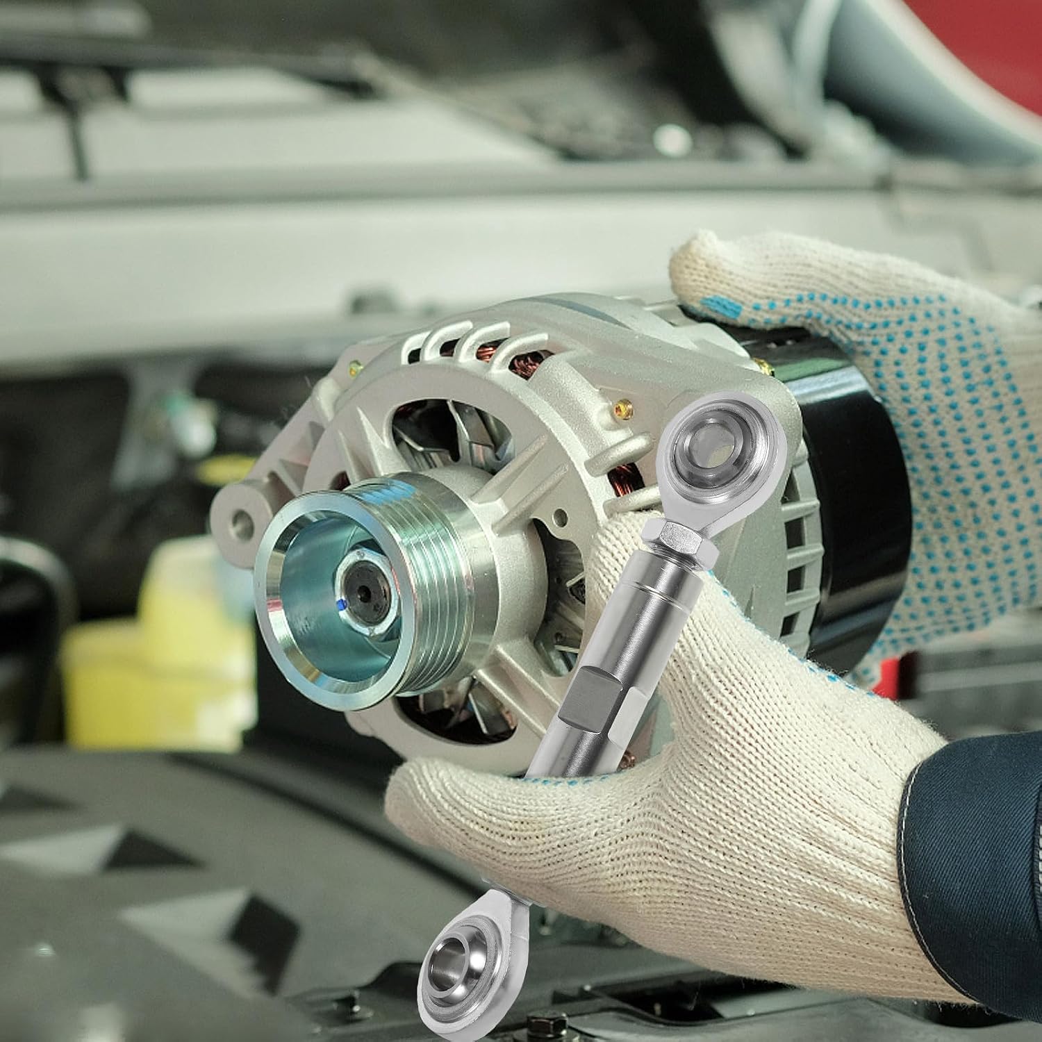 Ciieeo Adjustable Car Alternator Bracket Improves Driving Stability and Tensioning Rod Set Made of Sturdy Stainless Steel Silver Finish , for Automotive Replacement Parts