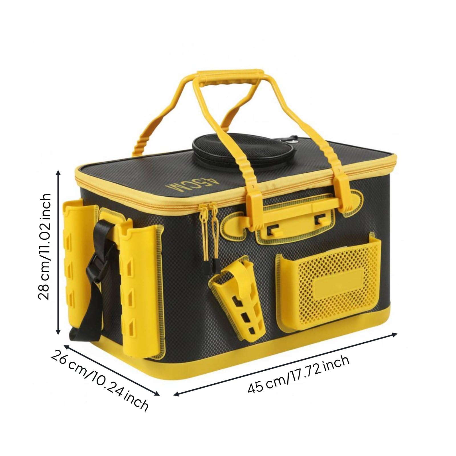 Cubo de Pesca con Aireación Cubo Recipiente Plegable Contenedor Organizador Diseño Portátil y Fácil de con Soportes Laterales y, Cubo De Pesca Multifuncional Lure De 45cm