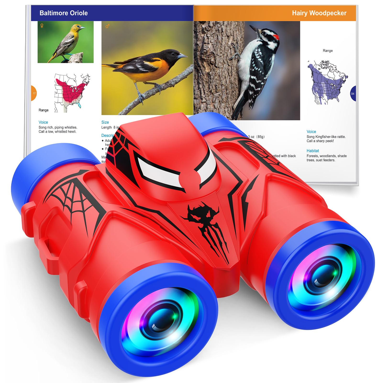 Binoculars for Kids Ages 3-8 Boy Binoculars Toys with Compass & Bird Watching Manual, Christmas Birthday Gifts for 3 4 5 6 7 8 Year Old Boys Girls Age 4-6 6-8 Toddler Outdoor Camping Toys