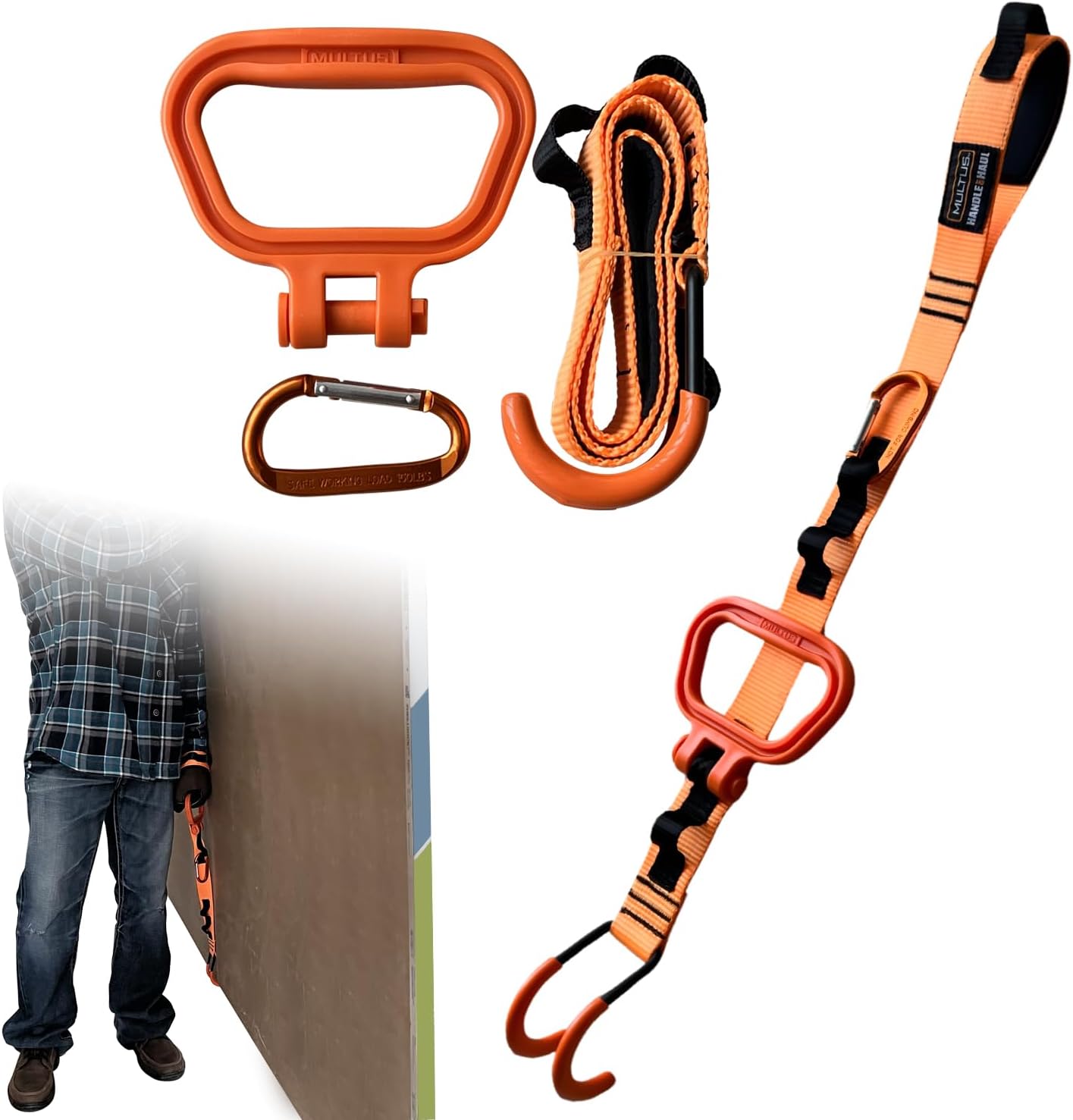 Amazon.com: MULTUS Sheetrock Plywood Panel Lift Carry Straps - 140 lb ...