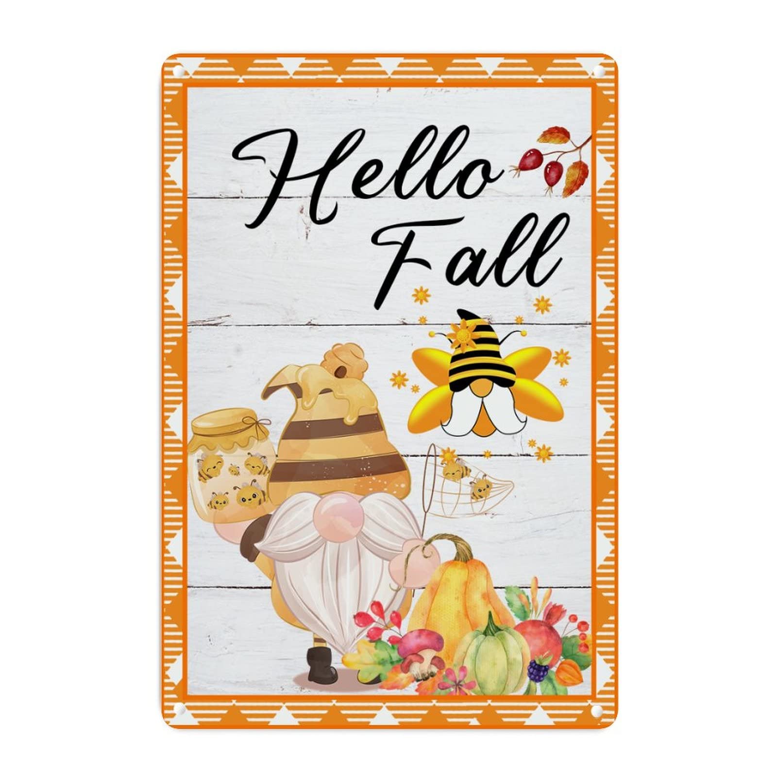 Plaque en métal nains de ferme déco automne pour jardin et cour 45cm