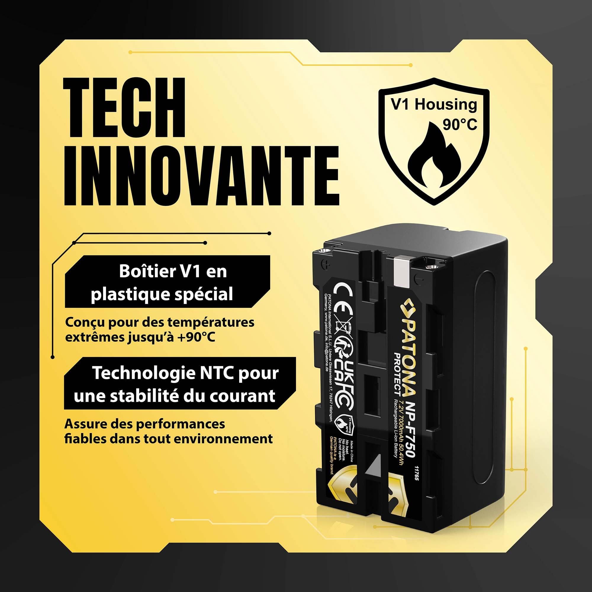 PATONA 2X Protect Batterie pour Sony NP-F750 NP F550 F930 F920 7000mAh