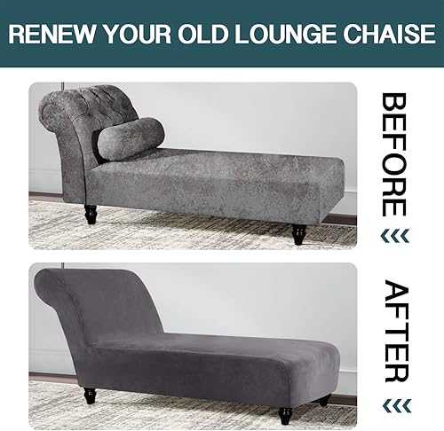 Miniatura 5 de FantasDecor Fundas de terciopelo de lujo para sala de estar, funda elástica para tumbona, ultra suave, lavable a máquina, color gris