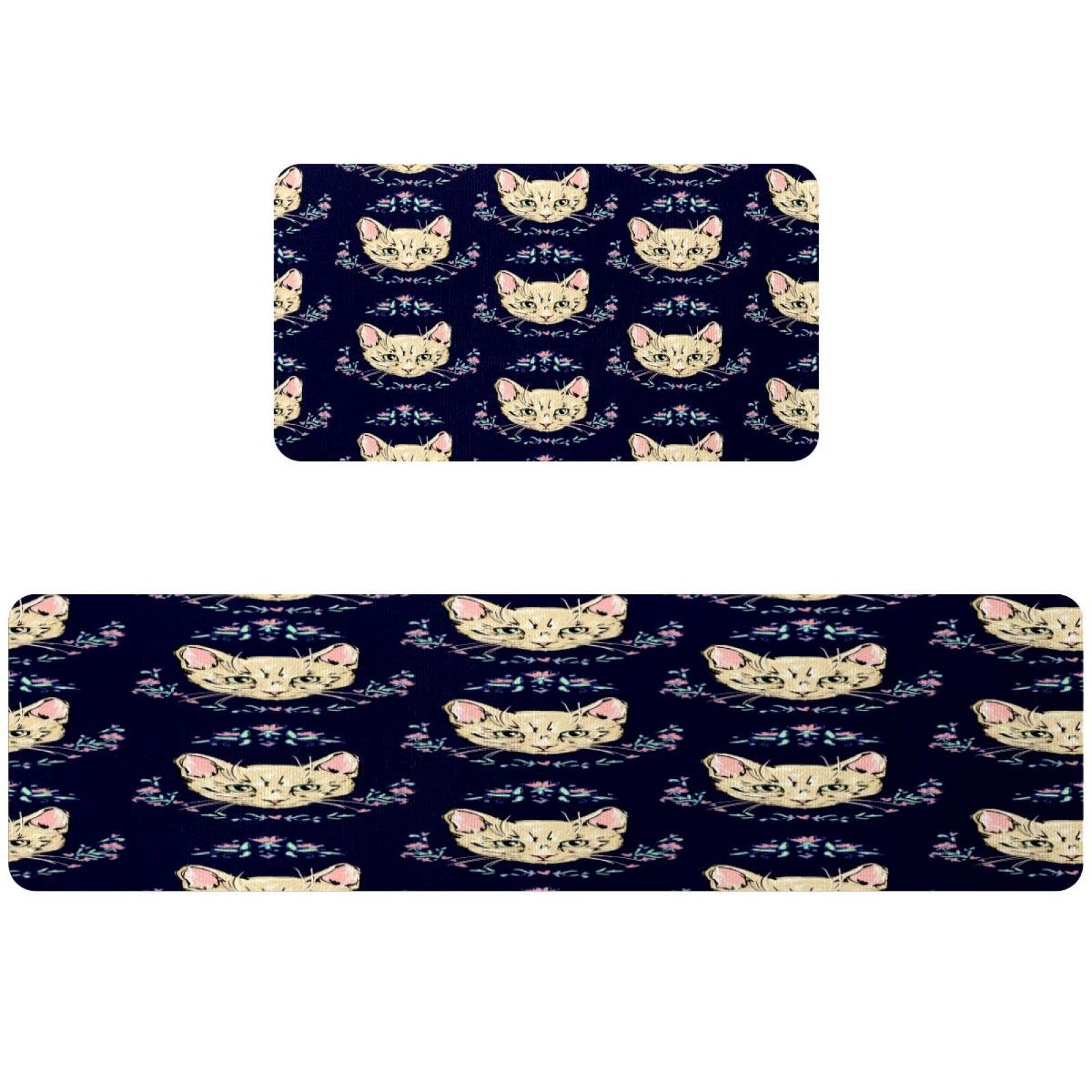 Tapis de cuisine antidérapant lot de 2 chat pour éviter les glissades et taches