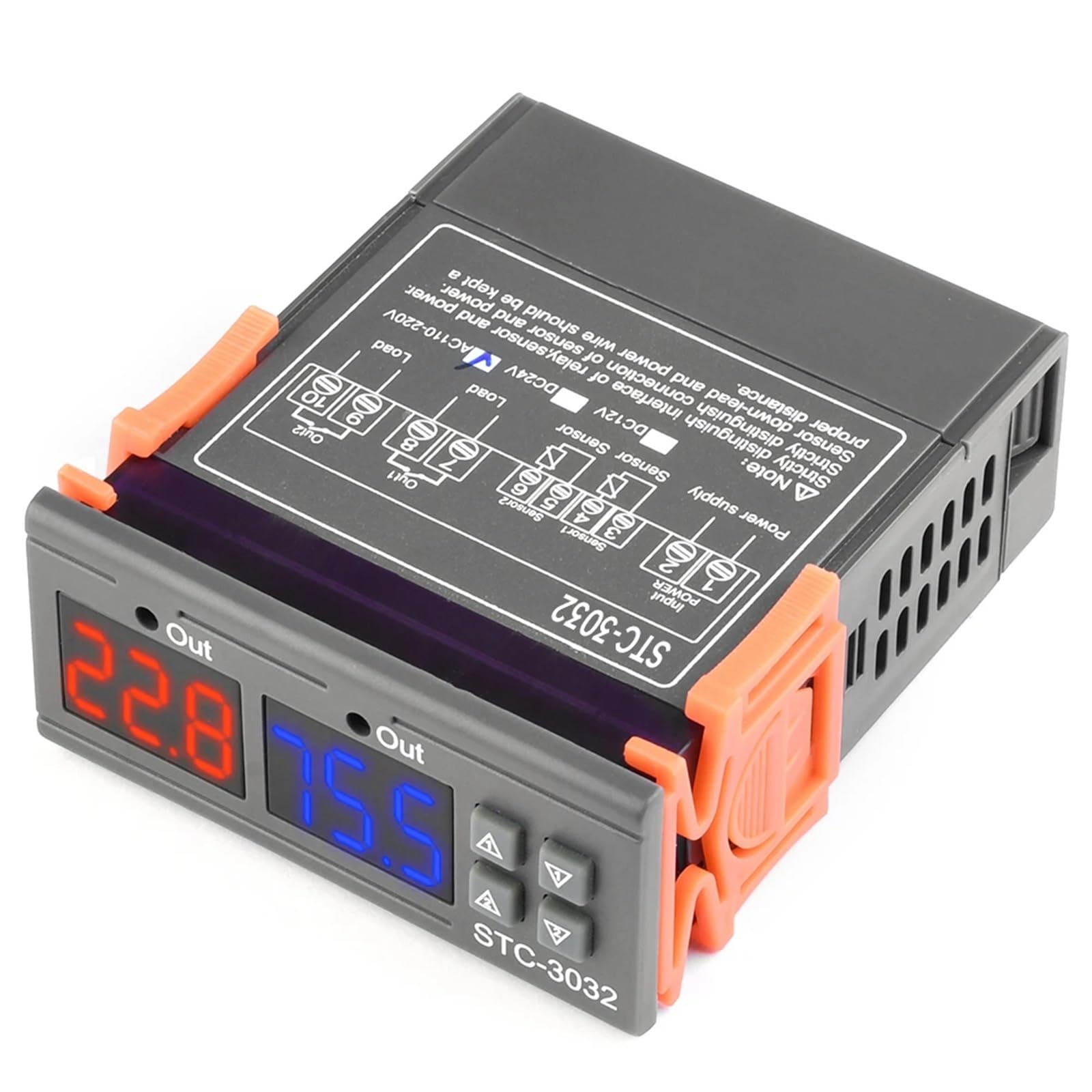 Sterownik temperatury STC-3032, higrometr, wyjście przekaźnikowe, termostat, grzejnik z sondą, regulator temperatury i wilgotności.(DC12V)