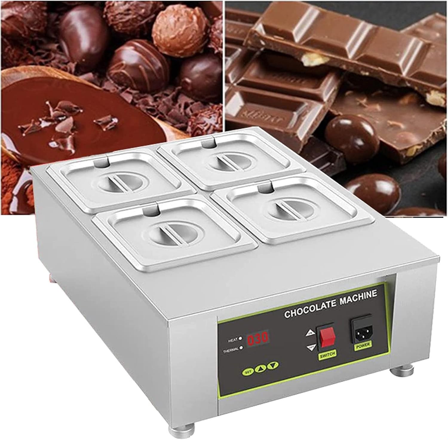 Heating Hot Chocolate Melter, 1/2/4 Pot Optional / 0~95℃, Auto Temp Control, Water Heating Hot Chocolate Melting Machine,2pot,2pot