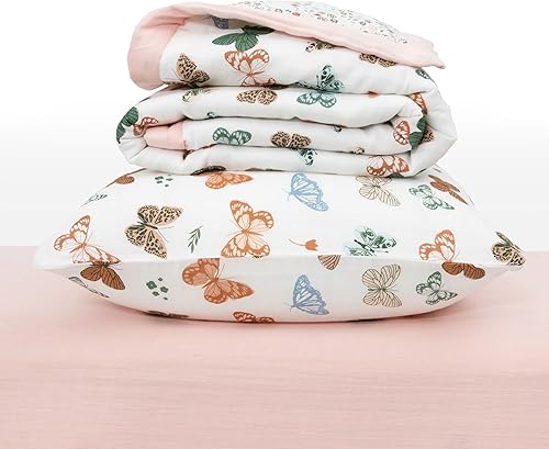 Vista 2 de Little Unicorn Toddler Bedding 3-Piece Set Super Soft & Breathable Muslin Fabric for Convertible Cribs & Toddler Beds (Butterflies)