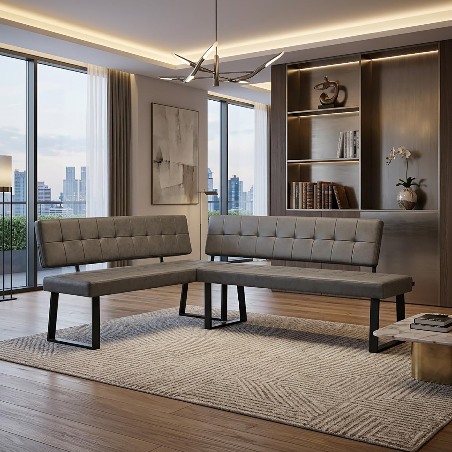 B&D home® Eckbank AKA – Esszimmerbank mit Lehne, beidseitig montierbar (Links/rechts), Kaltschaum-Polsterung, platzsparend, für Esszimmer, Küche & Flur, ca. 216 x 160 cm