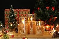 Vista 2 de GenSwin Velas de cristal sin llama que funcionan con pilas y temporizador remoto, velas LED sin llama parpadeantes de mecha 3D, cera real