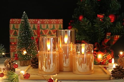 Miniatura 2 de GenSwin Velas de cristal sin llama que funcionan con pilas y temporizador remoto, velas LED sin llama parpadeantes de mecha 3D, cera real para