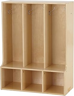 Sleekline 3-Section Toddler-Sized Coat Locker with Bench, Kids Furniture, Natural