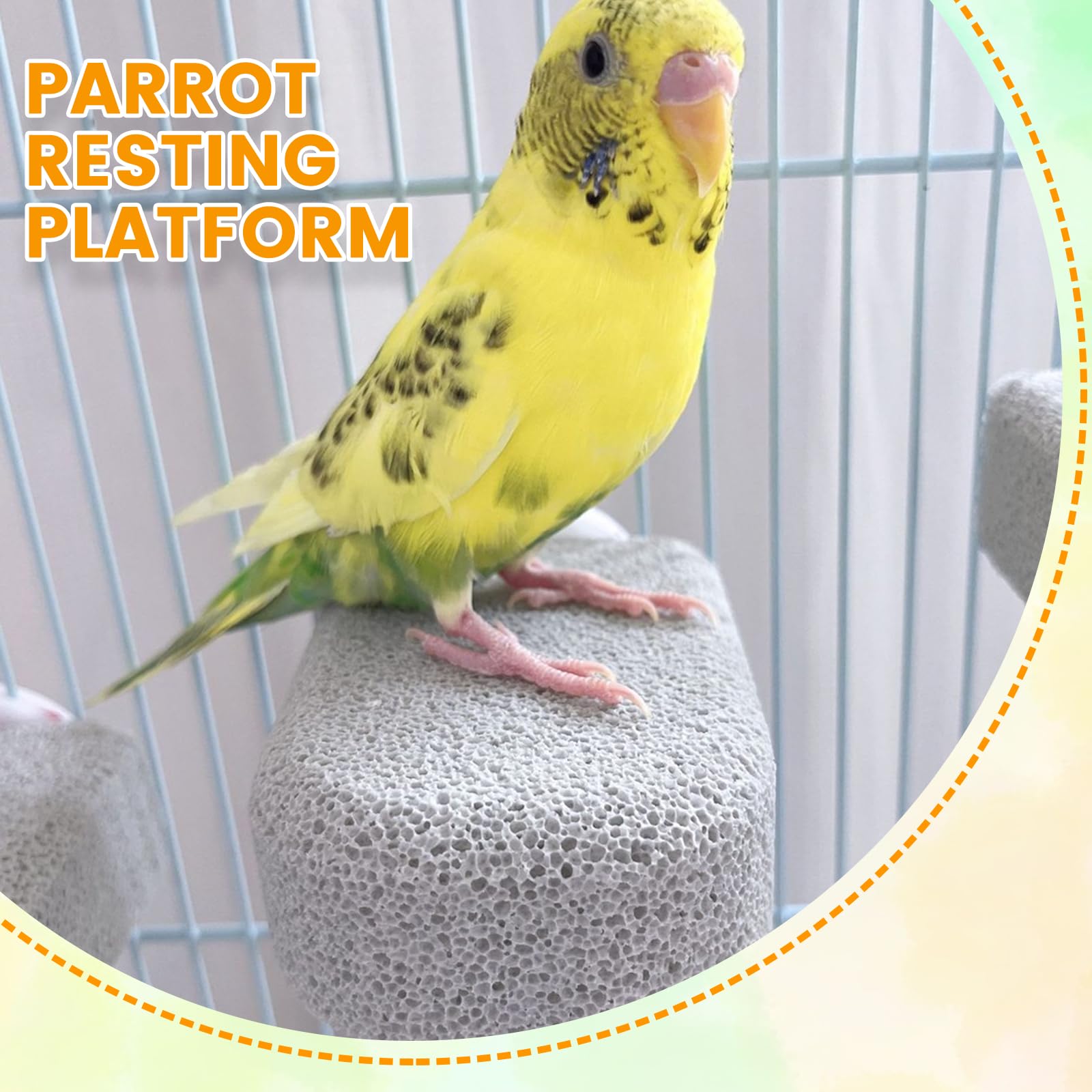 4 Pack Bird Beak Grinding Calcium Stone, Parrot Cage Perch Stand Platform Foot Claws Trimmer, Parrot Teething Stone Toy, Bird Cage Accessories for Parakeet, Hamster, Chinchilla, Small - image 6