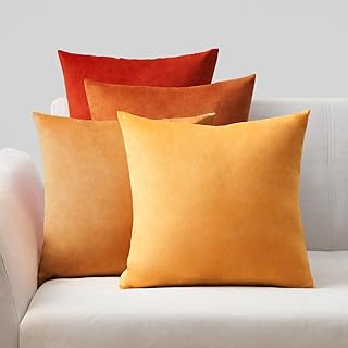 Topfinel 4 Piezas Fundas de Cojiness Sofa 50x50 Decorativa Hogar Cojines Amarillo de Terciopelo para Silla de Cocina Salon Cama Jardin Dormitorio Fundas de Cojin Modernos Serie Colores Amarillo