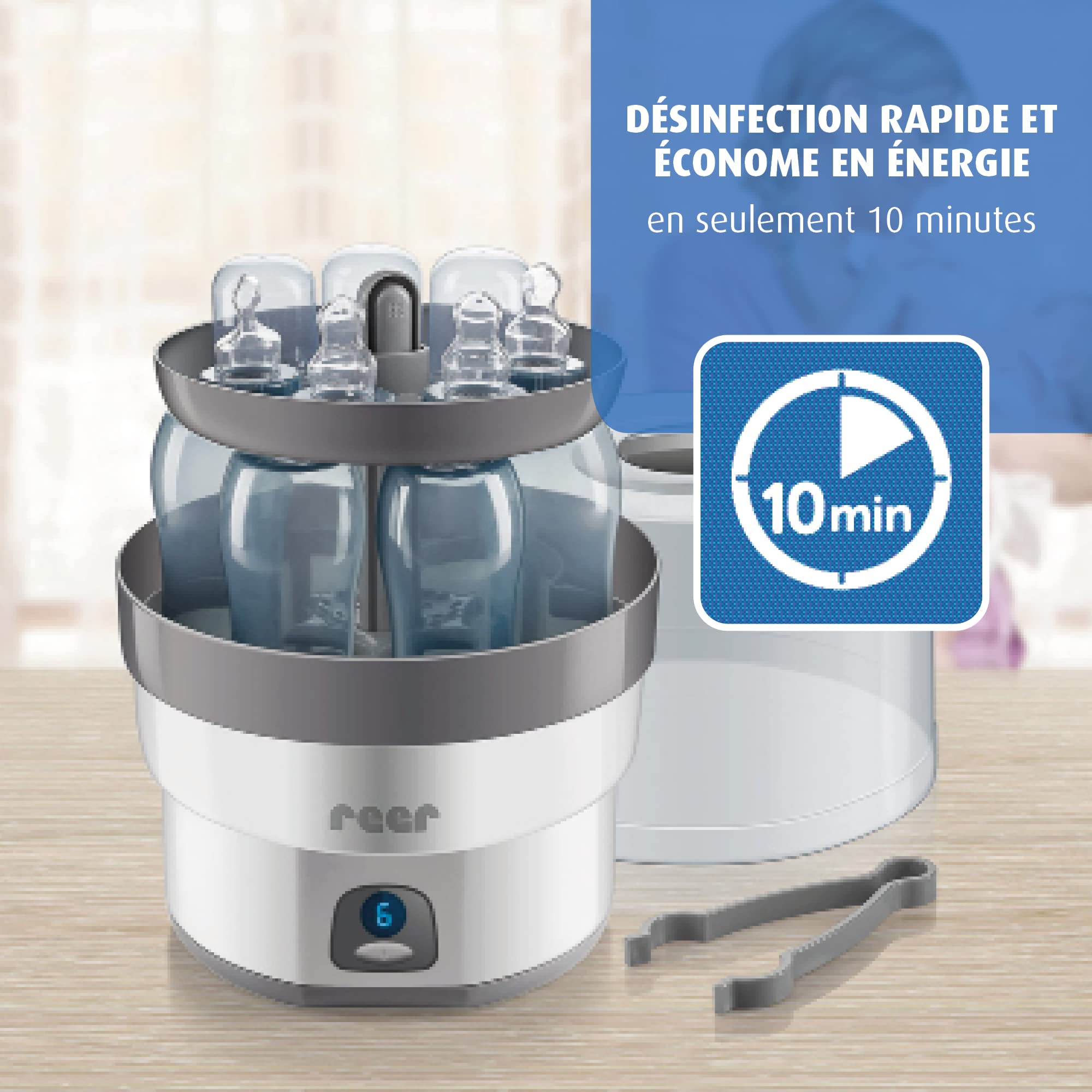 Reer 36010 VapoMax Grand Vaporisateur, Espace pour 6 Flacons et Accessoires