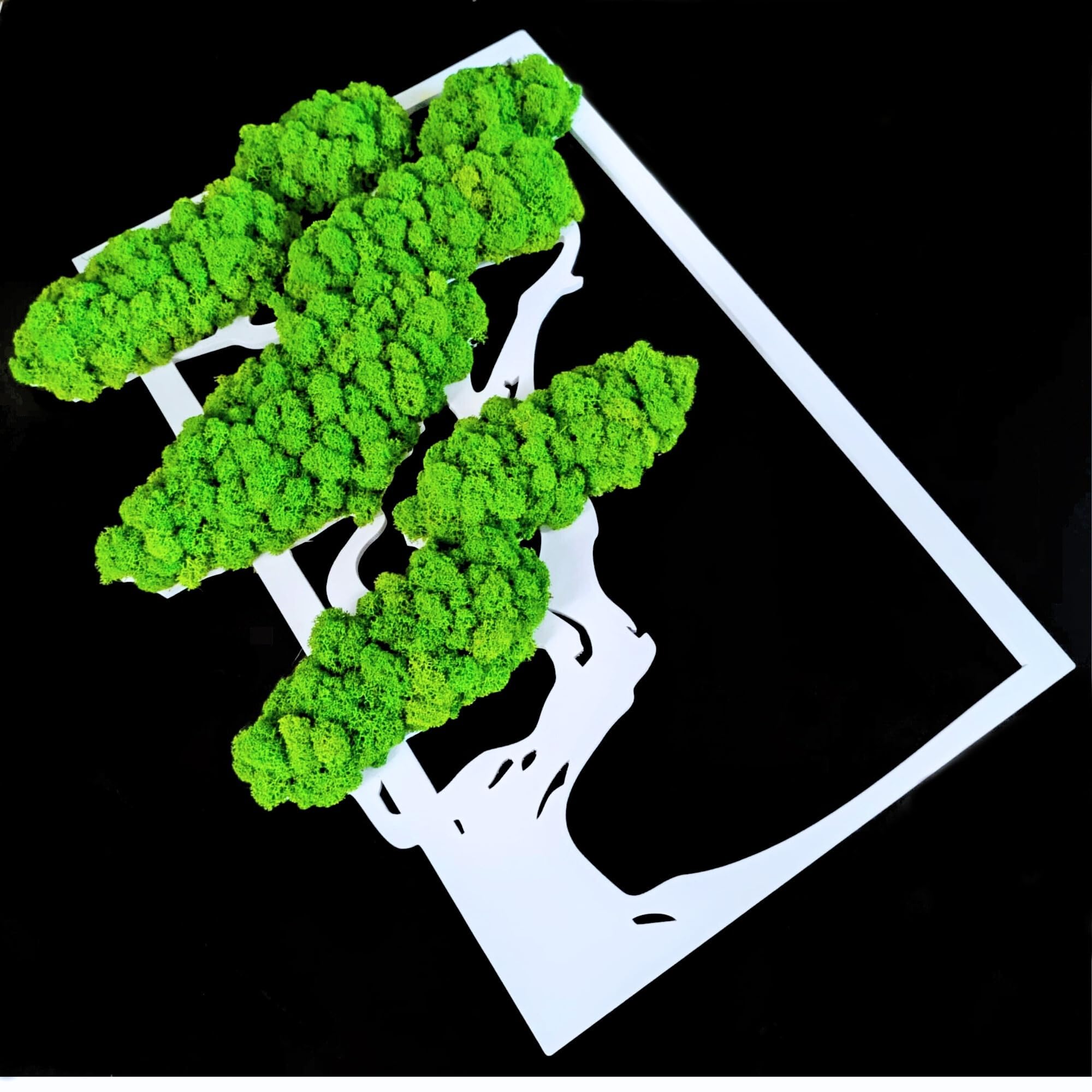 Scandinavian Moss Moosbild, Natürliche Wanddekoration aus echtem Moos, Handgefertigt, Moosbilder in Form Eines Baumes, Islandmoos, Wandbild, Rentiermoos, stabilisiertes Moos