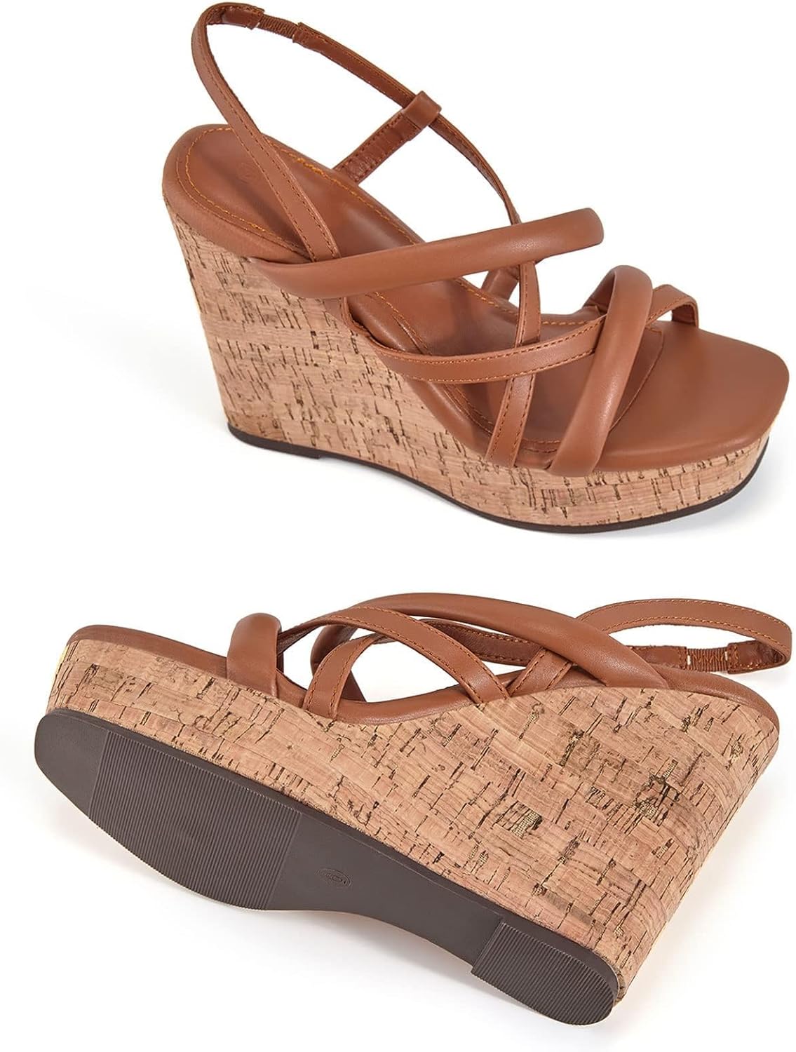 Coutgo Women Platform Wedge Sandals Cork Slingback Wedges Espadrilles Heels Summer Shoes - Image 5