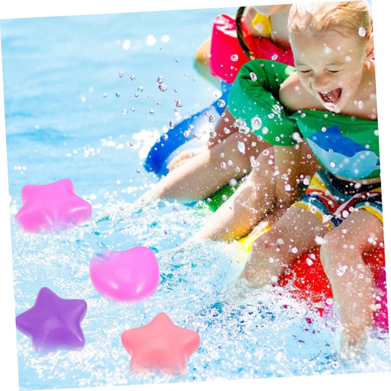 POPETPOP 200PCS Plastic Ocean Balls for Playpen Crush Heart Star Shaped Balls Safe Pe Material for Boy Girl for Endless Fun