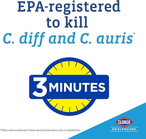 Miniatura 3 de Clorox Healthcare Toallitas germicidas de lejía, 12 x 12 pulgadas, repuesto para cubo, bolsa de 110 unidades, paquete de 2 (el paquete puede variar)