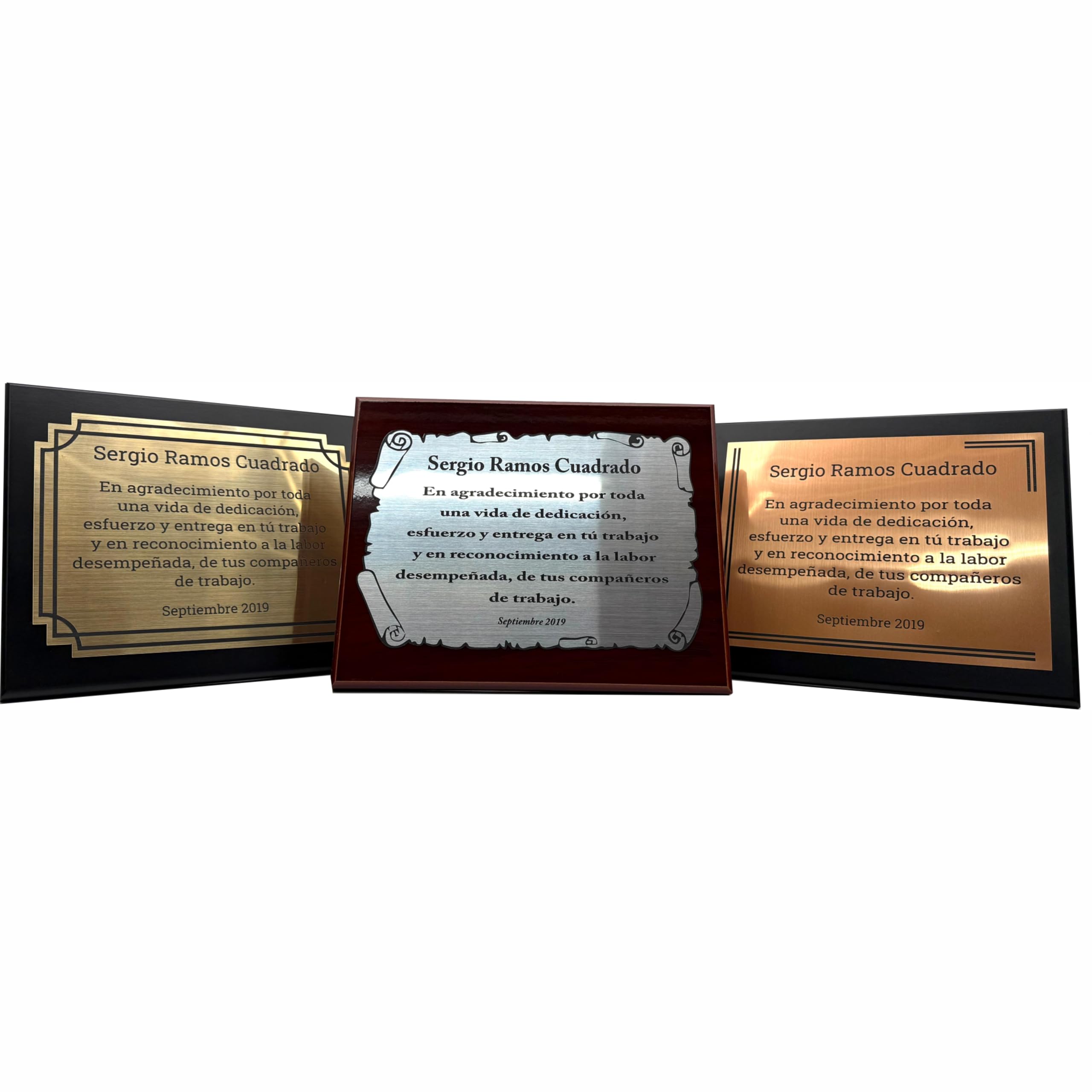 Placa conmemorativa personalizada grabada con láser (Mediana)