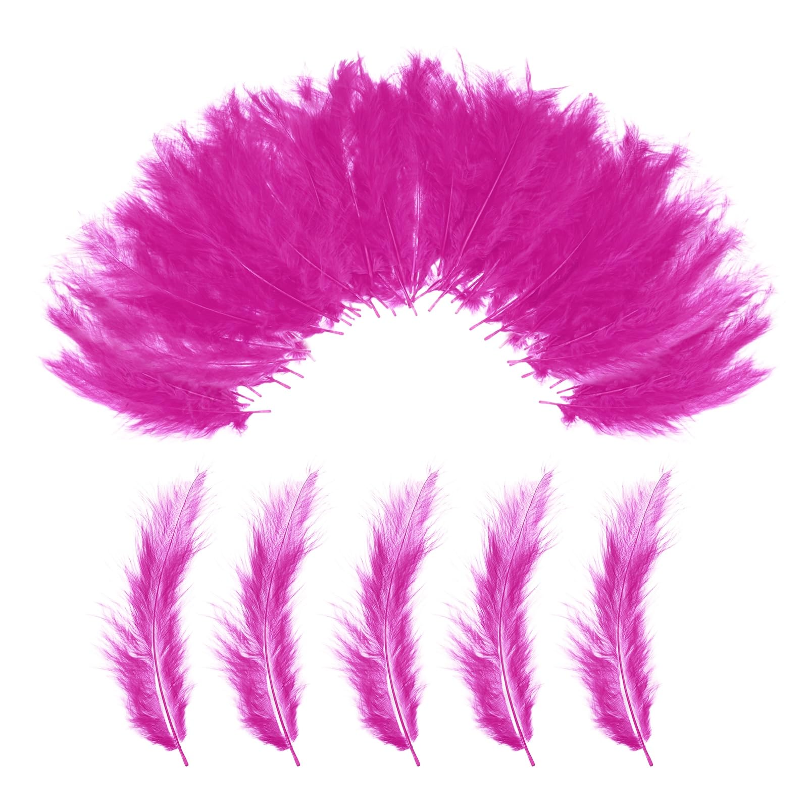 PATIKIL 300 Pack Fluffy Turkey Marabou Feathers,4-6 Inches Hot Pink Natural Turkey Feathers for Crafting Dream Catcher Fringe Trim Fly Tying Party Decorations