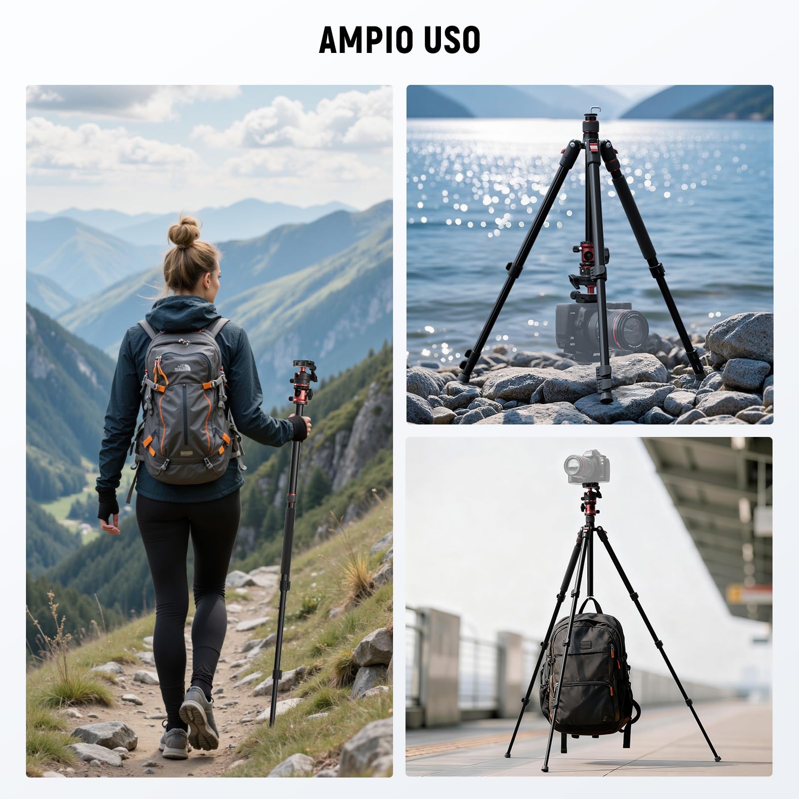 NEEWER BASICS Monopiede Treppiede Fotocamera da 1,8m con Colonna Centrale e Testa Sfera, Overhead Tripod DSLR Cellulare a Sgancio Rapido Compatibile con iPhone per Riprese Video Viaggio, Max 8kg, TP16