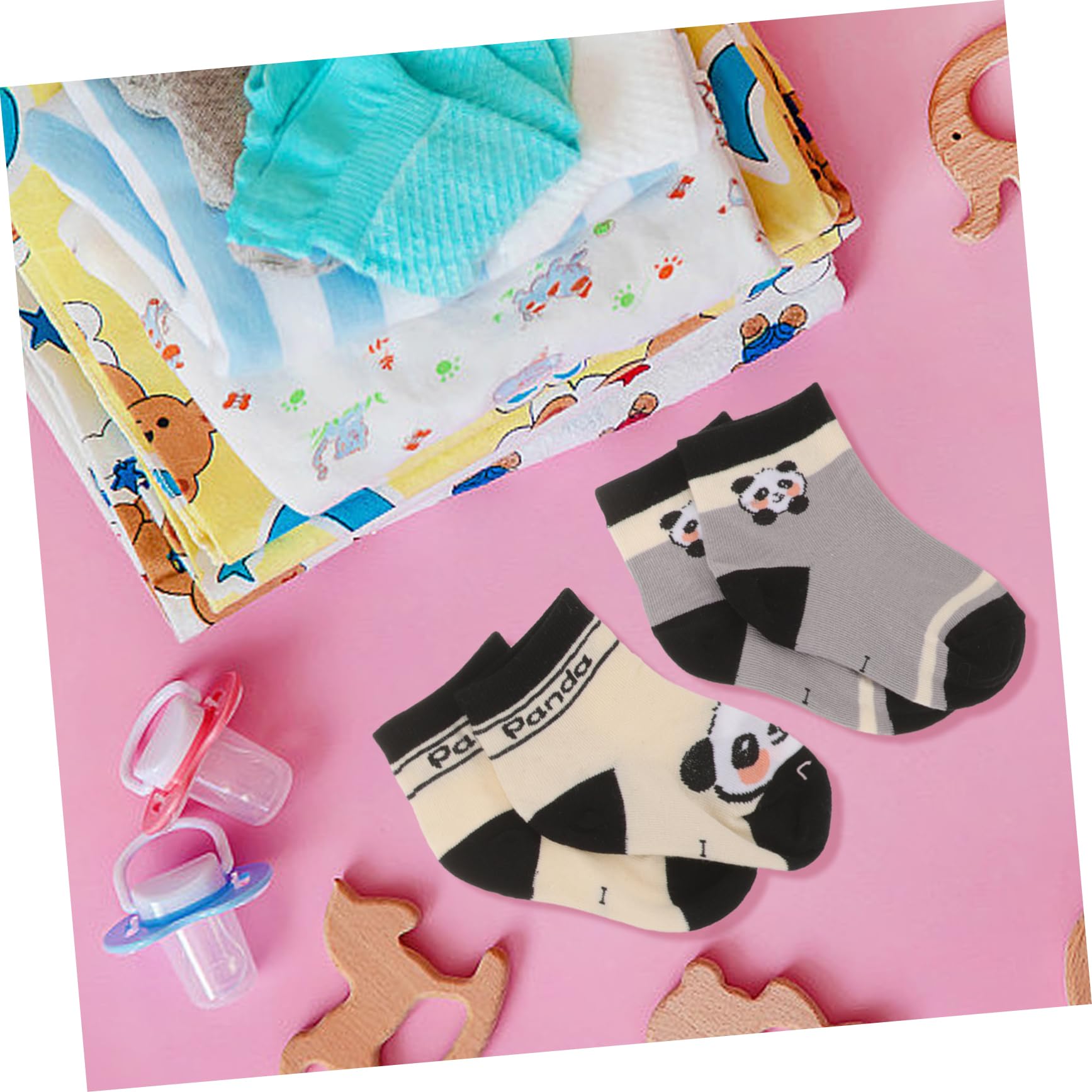 TENDYCOCO Cute Panda Toddler Crew Socks 5 Pairs Boys and Girls Ankle Cotton Socks Toddlers Socks
