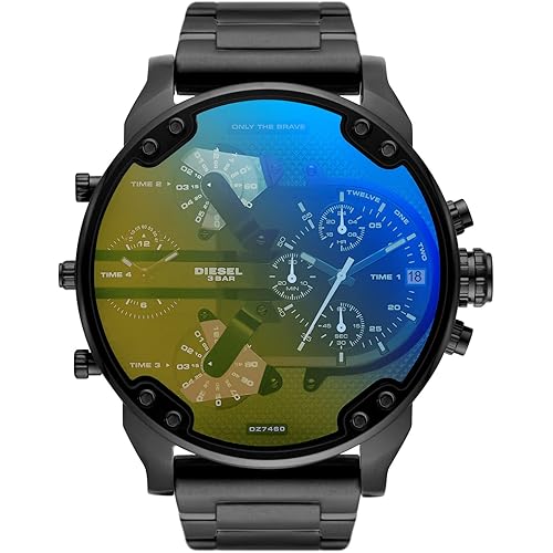 Diesel Mr. Daddy 2.0 Stainless Steel Chronograph Men's Watch, Color: Black Iridescent (Model: DZ7460)