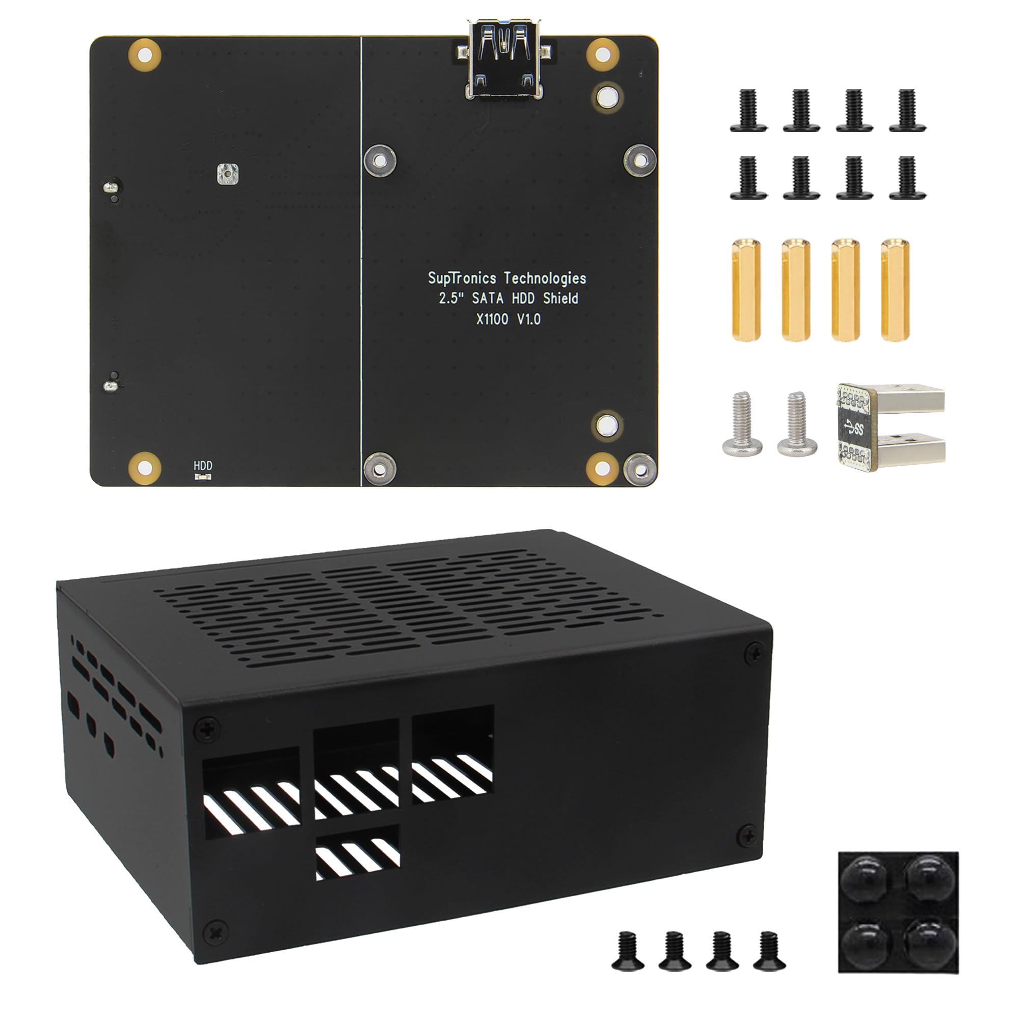 Geekworm X1100 2.5" SATA HDD/SSD Shield with Metal Case for Raspberry Pi 5